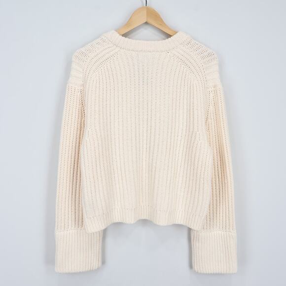 J.Crew Heritage Cotton Fisherman Crewneck Sweater Ivory Size Large NWT - Picture 8 of 9